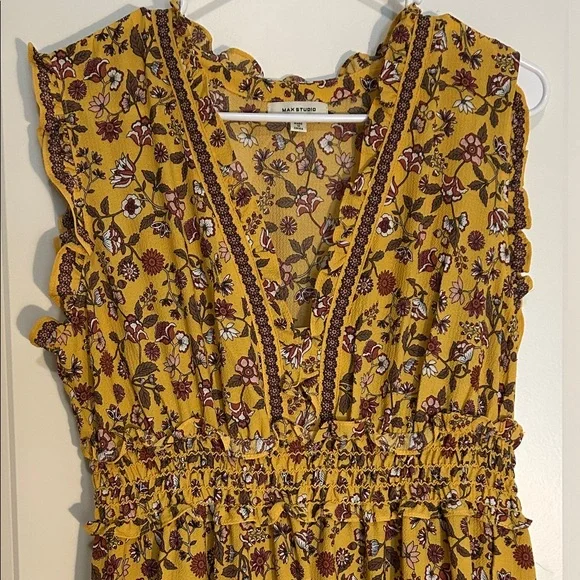 Max Studio Yellow Floral Midi Dress - Picture 4 of 7